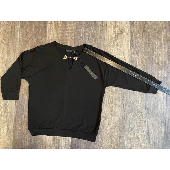 Tahari Blouse Womens Size Small NEW Black & Gold Shirt Dressy Office Career Work - Picture 7 of 8